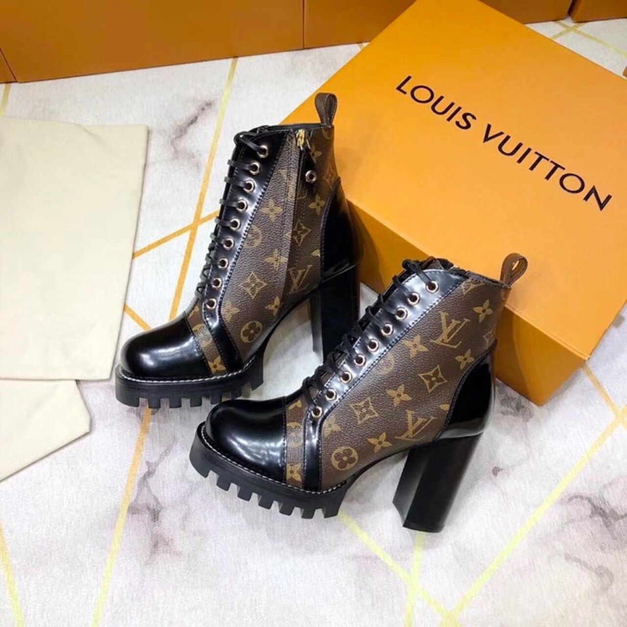 Louis Vuitton Star Trail Ankle Monogram Canvas Boot Calfskin Leather Fall/Winter Collection Black