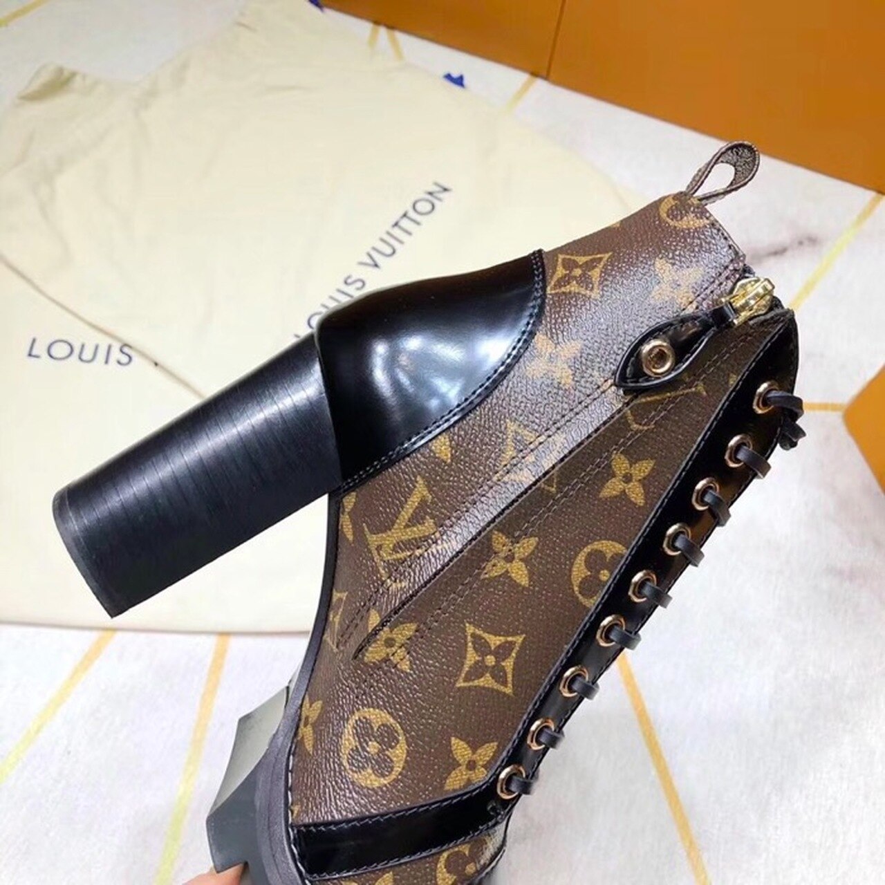Louis Vuitton Star Trail Ankle Monogram Canvas Boot Calfskin Leather Fall/Winter Collection Black