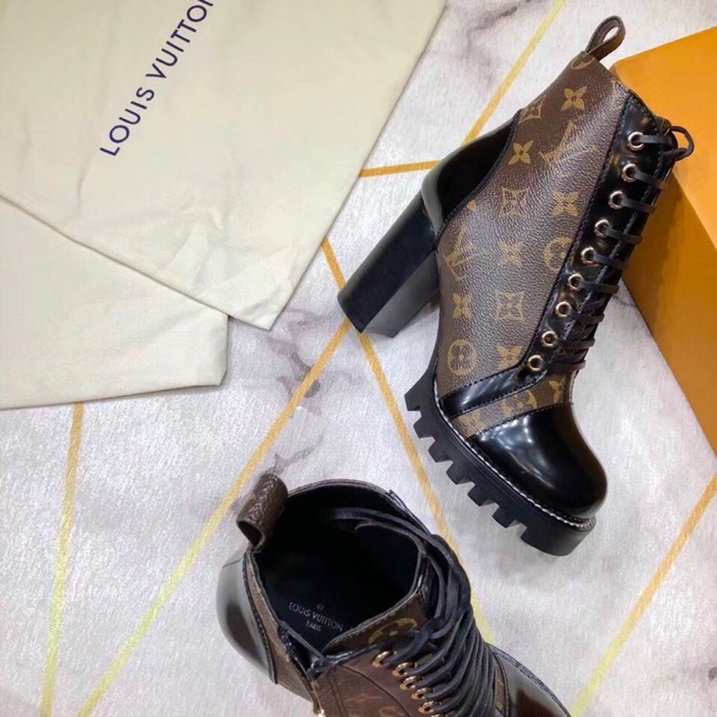 Louis Vuitton Star Trail Ankle Monogram Canvas Boot Calfskin Leather Fall/Winter Collection Black