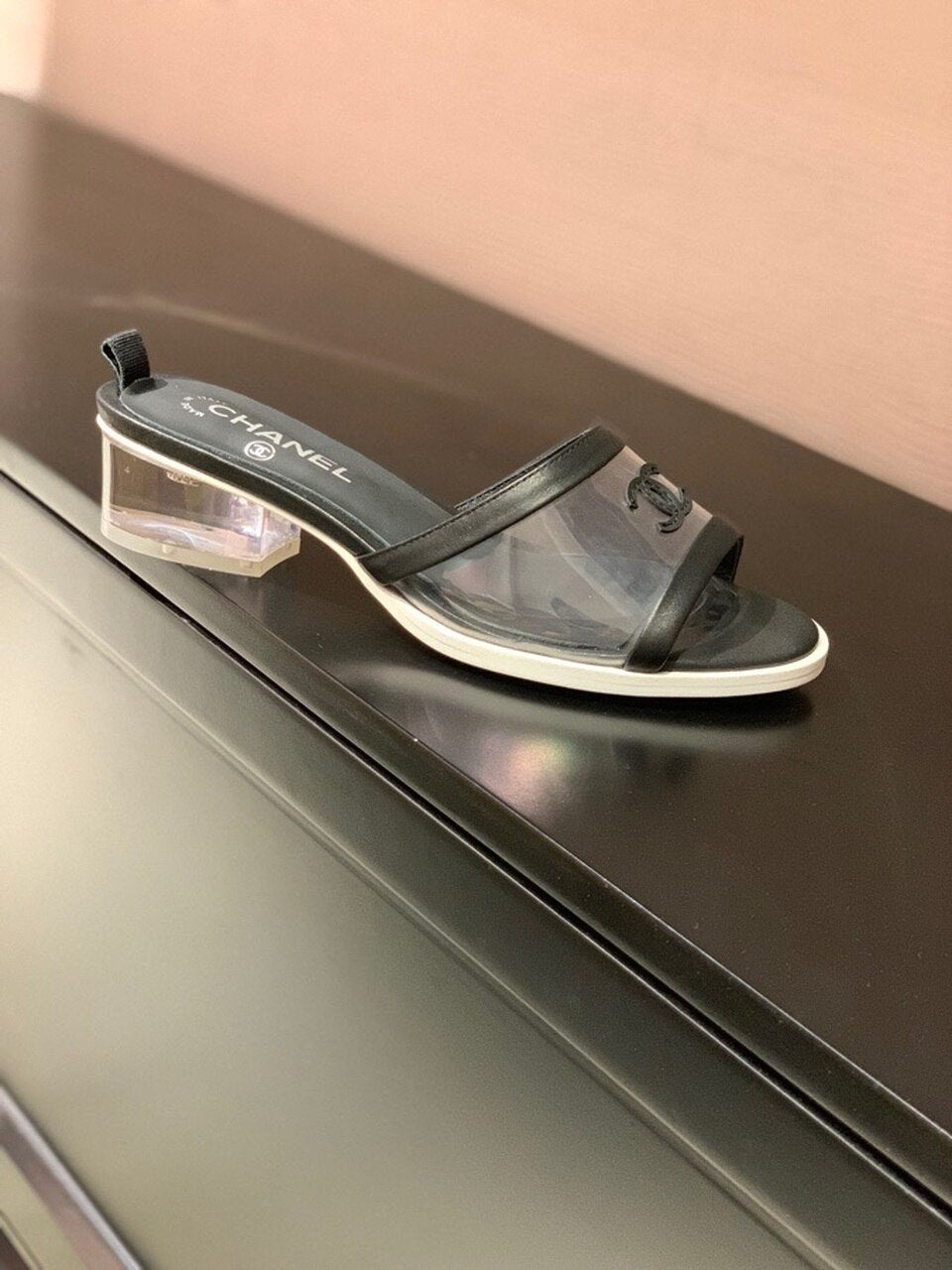 Chanel Transparent PVC Mules & Lambskin Leather Spring/Summer Collection Black