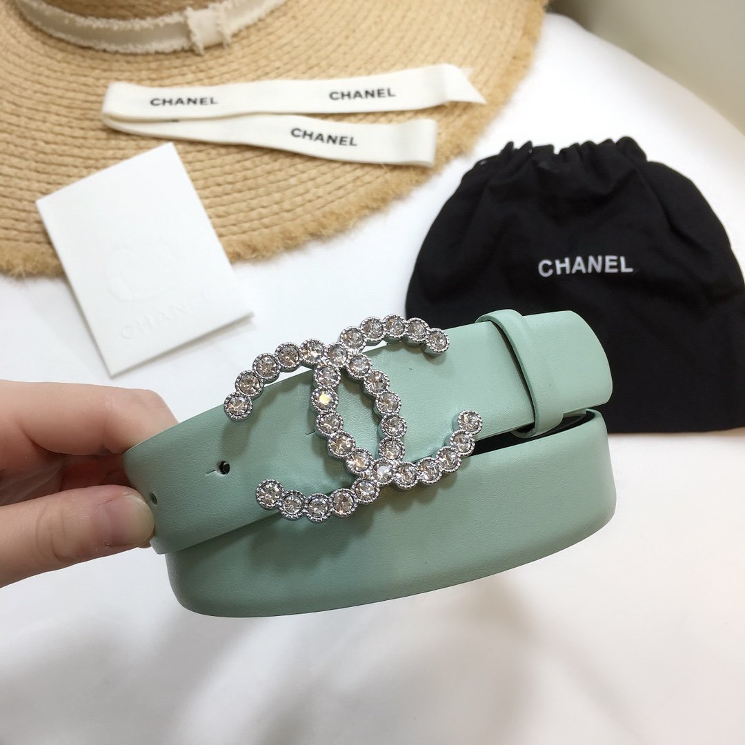 Chanel Belt With Beaded Buckle Jade Green
