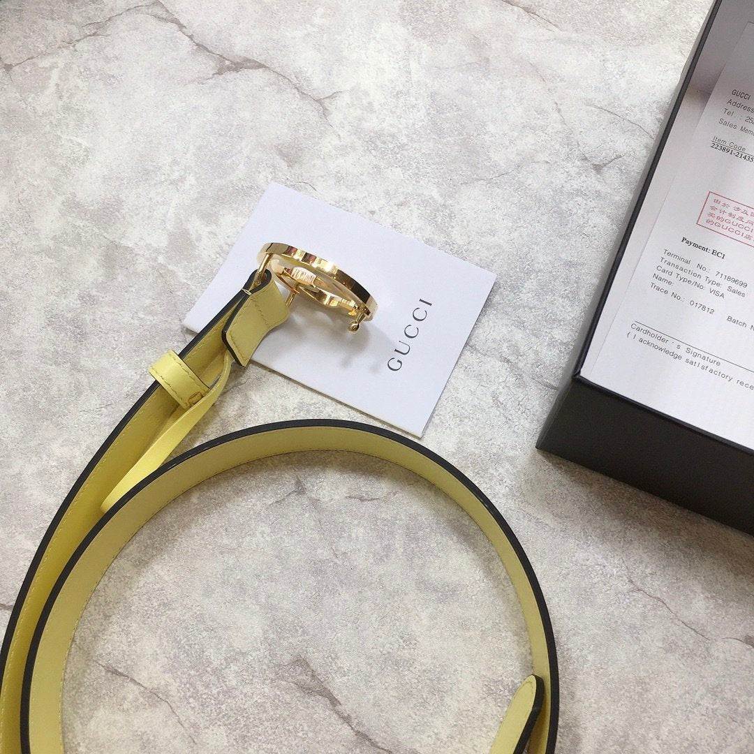 Gucci Belt With Double G Buckle Yellow