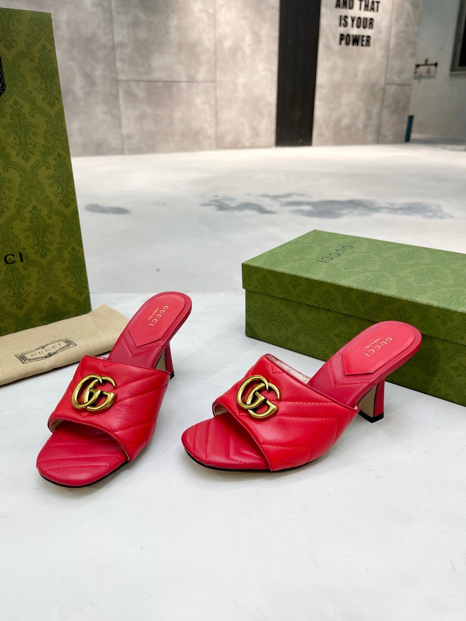 Gucci Double G Slide Sandal Red