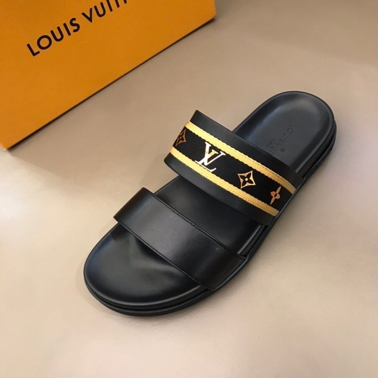 Louis Vuitton Double Strap Mules Mens Sandals Spring/Summer 2020 Collection Black/Gold