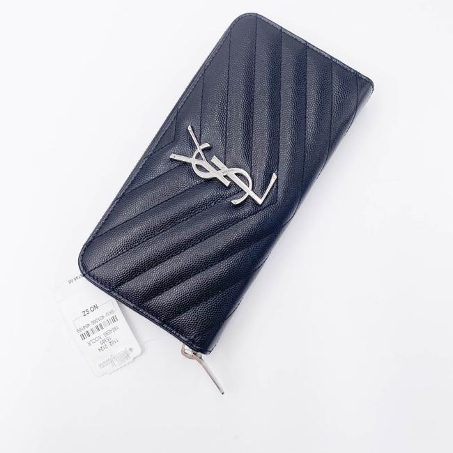 Saint Laurent Black Monogramme Grain De Poudre Zip-around Wallet