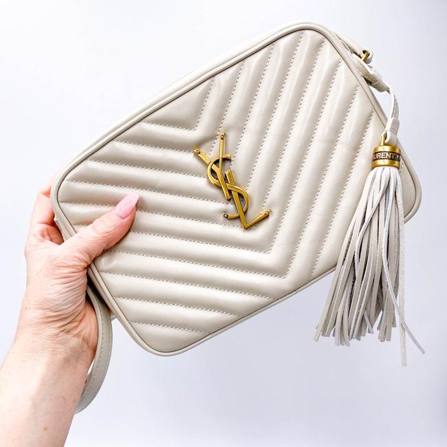 Saint Laurent Monogram Lou Camera Calfskin Matelasse Crema Soft White Leather Shoulder Bag