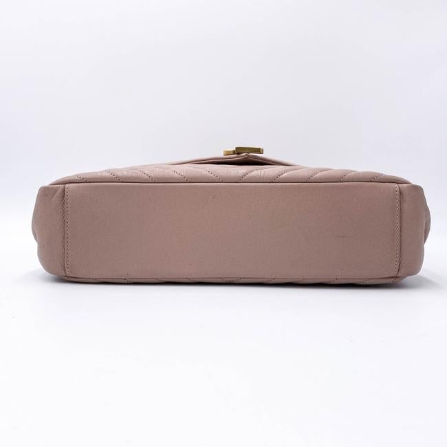 Saint Laurent Sheepskin Matelasse Chevron Monogram Large College Satchel Pink Leather Shoulder Bag