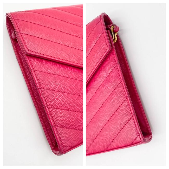 Saint Laurent Medium Wallet On A Chain Ghw Monogram Pink Leather Shoulder Bag
