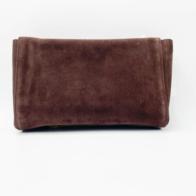Saint Laurent Monogram Kate Soft Medium Reversible Ysl Monogram Brown Suede Leather Cross Body Bag