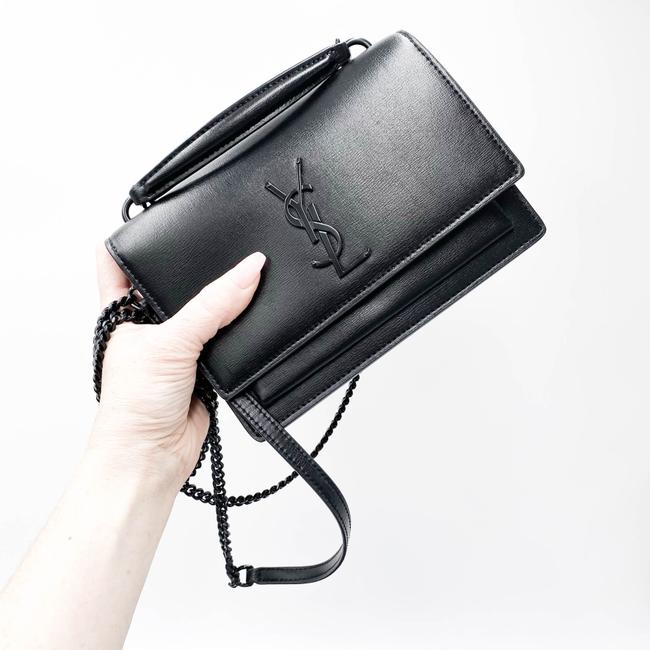 Saint Laurent Monogram Top Handle Sunset Noir Bhw Black Leather Shoulder Bag