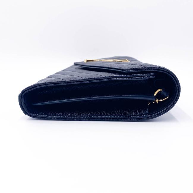 Saint Laurent Chain Wallet Ghw Matelasse Chevron Monogram Woc Black Leather Shoulder Bag