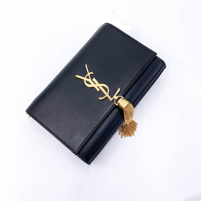 Saint Laurent Monogram Kate Small Smooth Calfskin Tassel On Chain Black Leather Shoulder Bag
