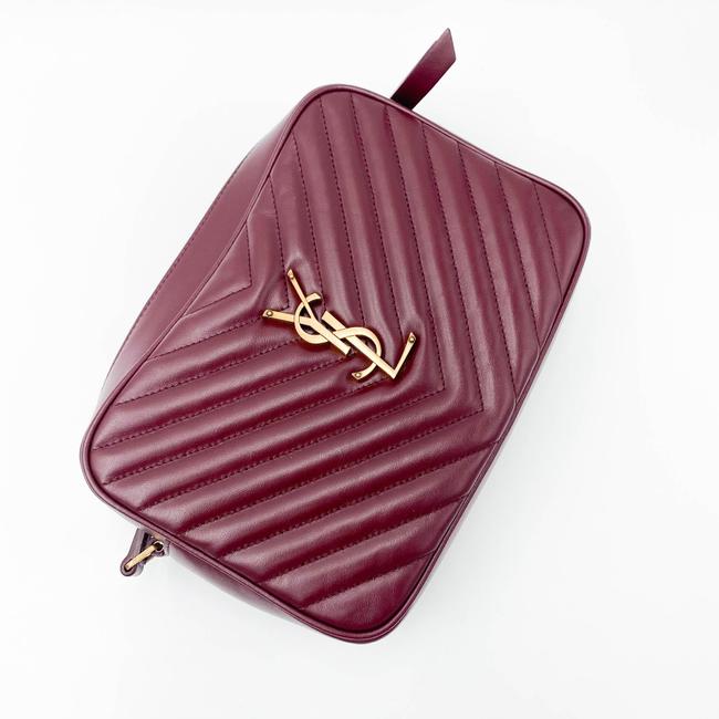 Saint Laurent Monogram Lou Camera Calfskin Matelasse Dark Legion Red Leather Shoulder Bag