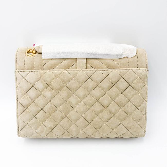 Saint Laurent Monogram Envelope Medium Beige Suede Leather Shoulder Bag