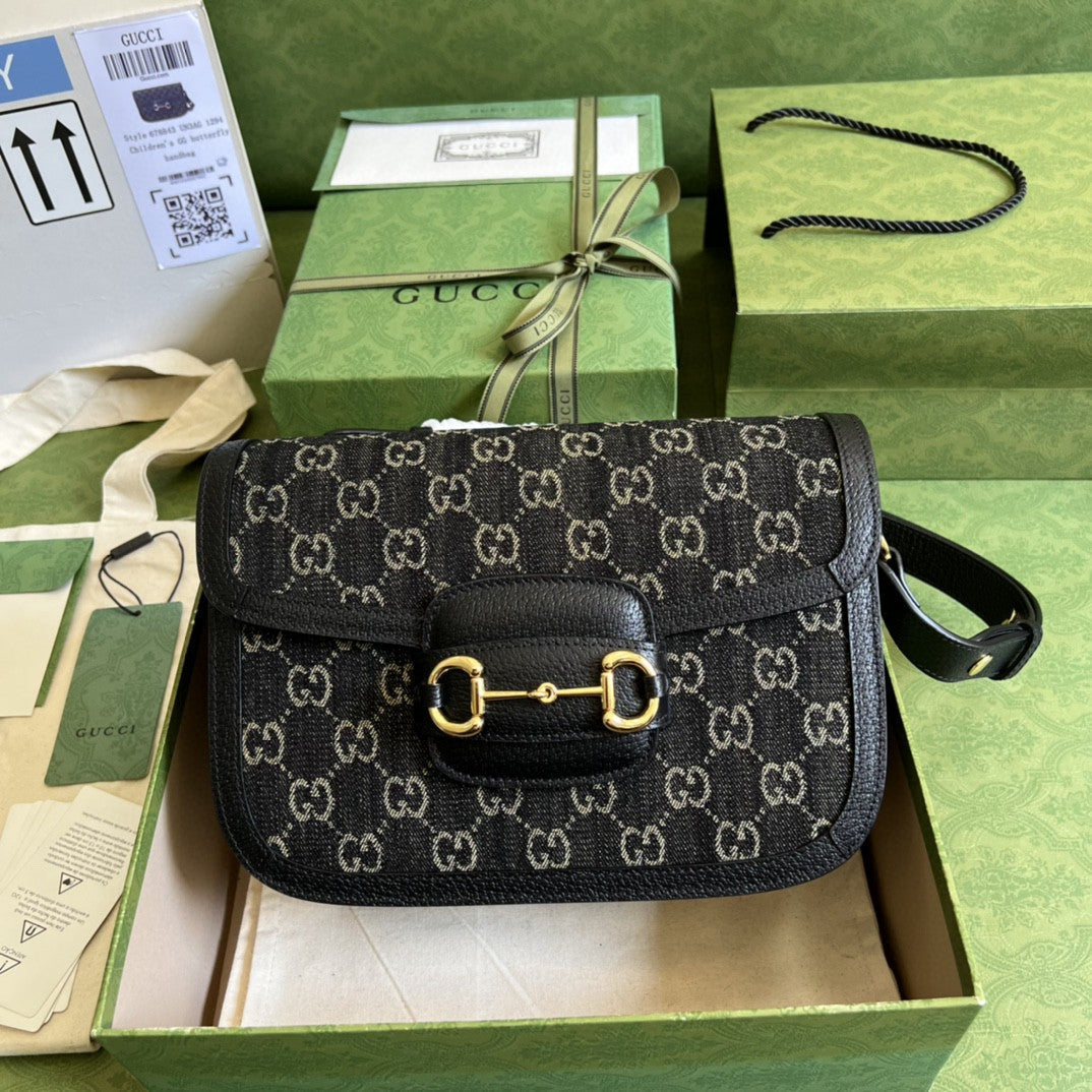 Gucci Horsebit 1955 Shoulder Bag 25cm 602204 Black