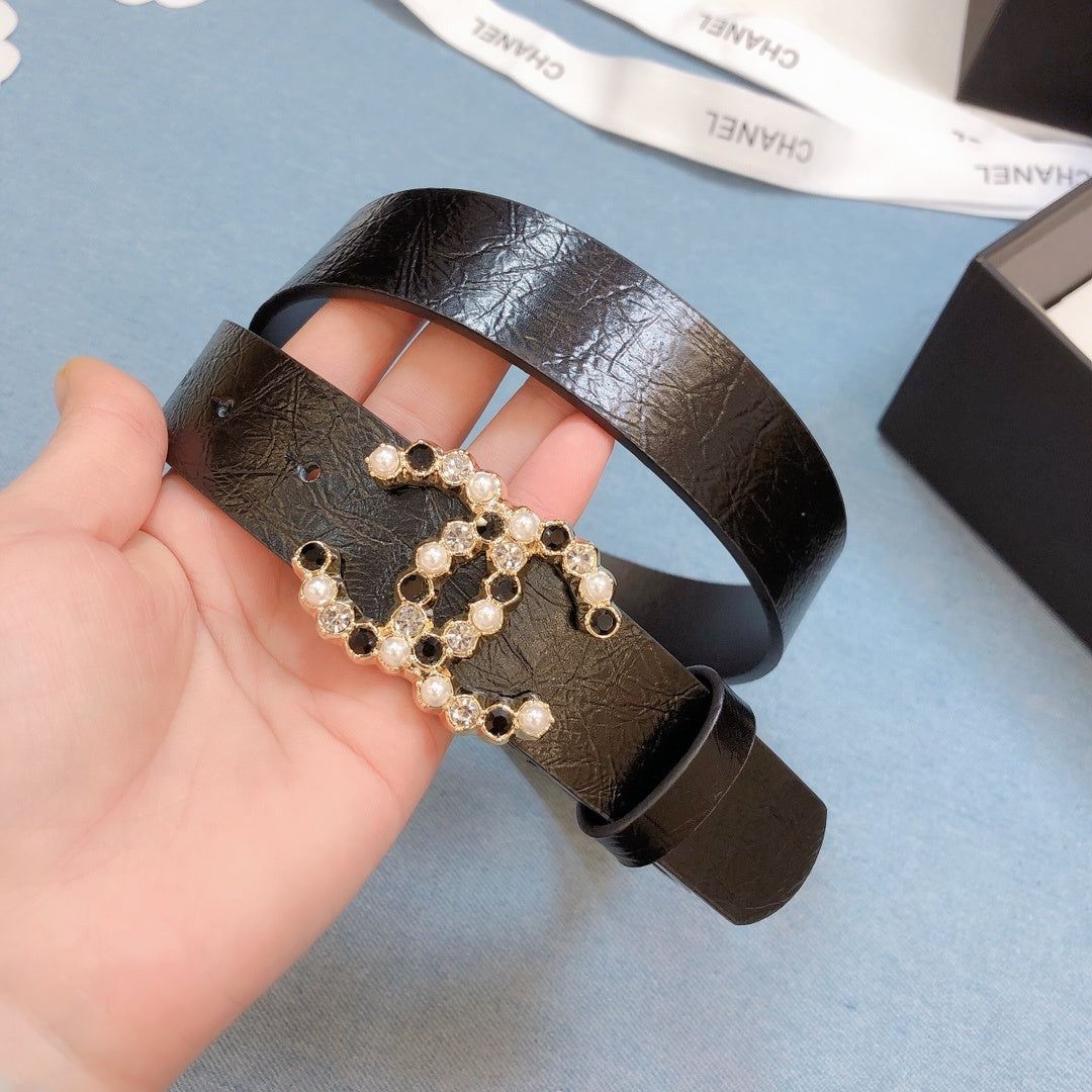 Chanel Belt With Beaded Buckle Brown