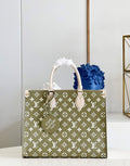 Louis Vuitton Onthego MM Tote Bag Khaki Green For Women 35cm LV M46060