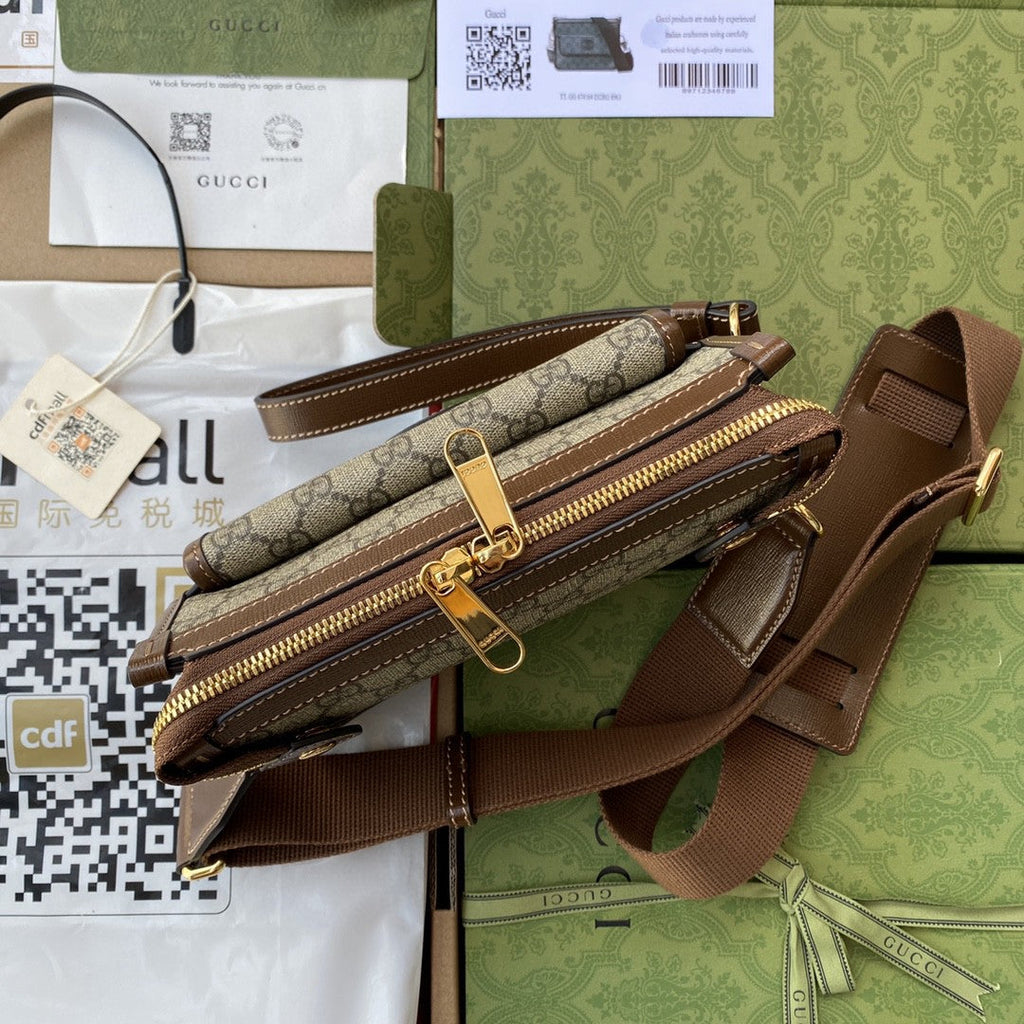 Gucci Messenger Bag With Interlocking G 21cm Beige