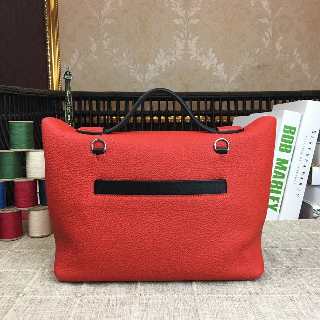 Hermes 24 24 29cm Noir Black Clémence Red