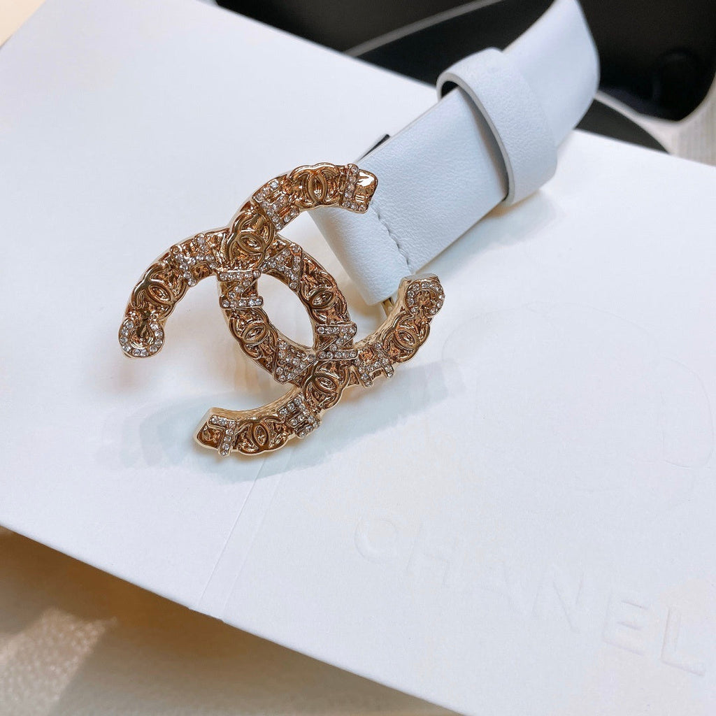 Chanel Belt With Beaded Buckle White