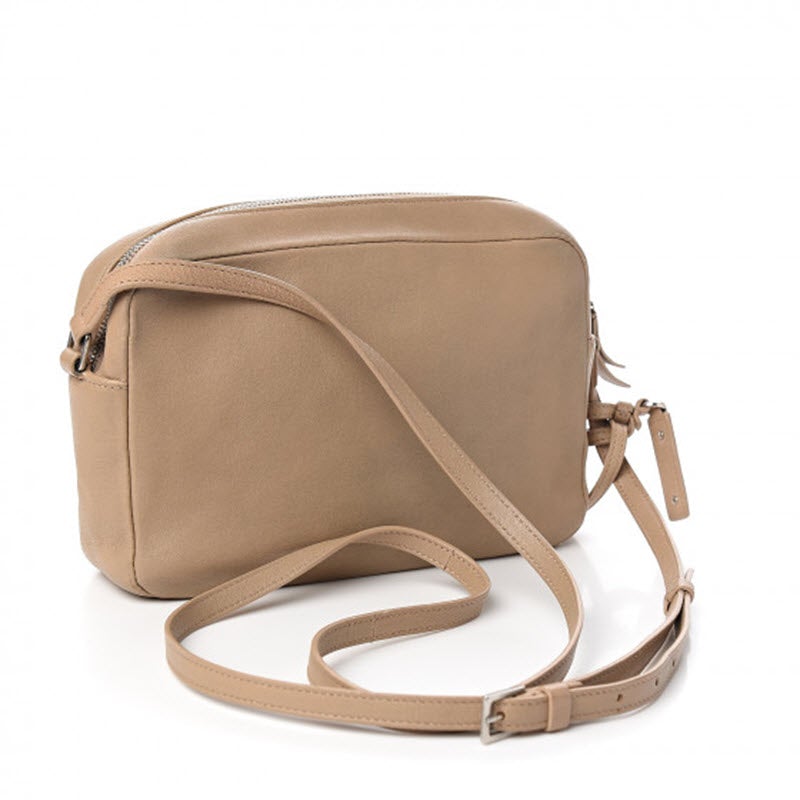 Saint Laurent Monogram Lou Camera Small Dark Beige Lambskin Leather Shoulder Bag