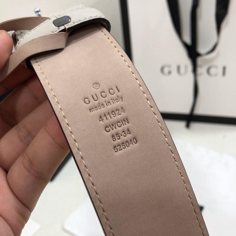 Gucci Belt With Double G Buckle White