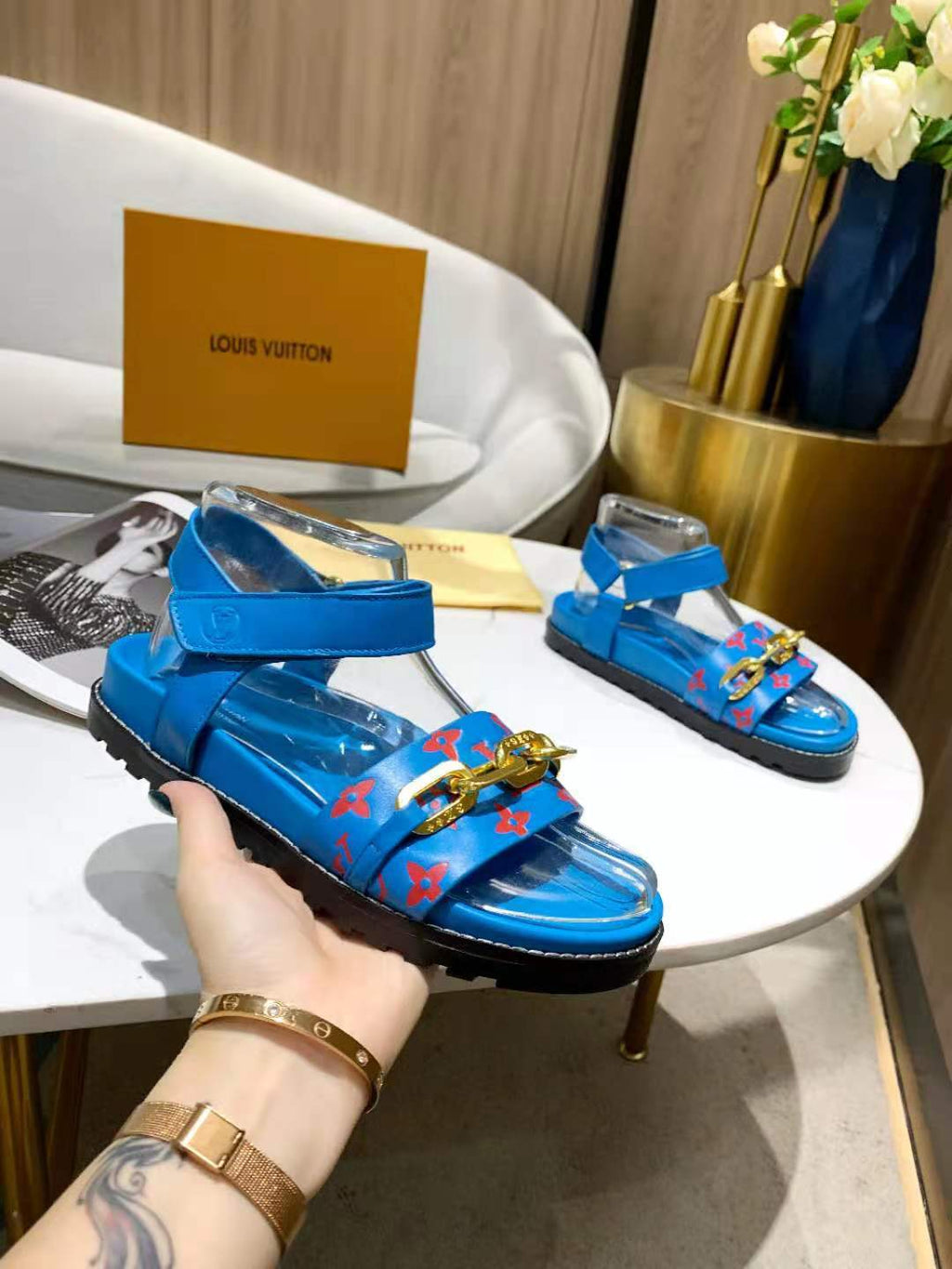 Louis Vuitton Paseo Flat Comfort Sandal Blue