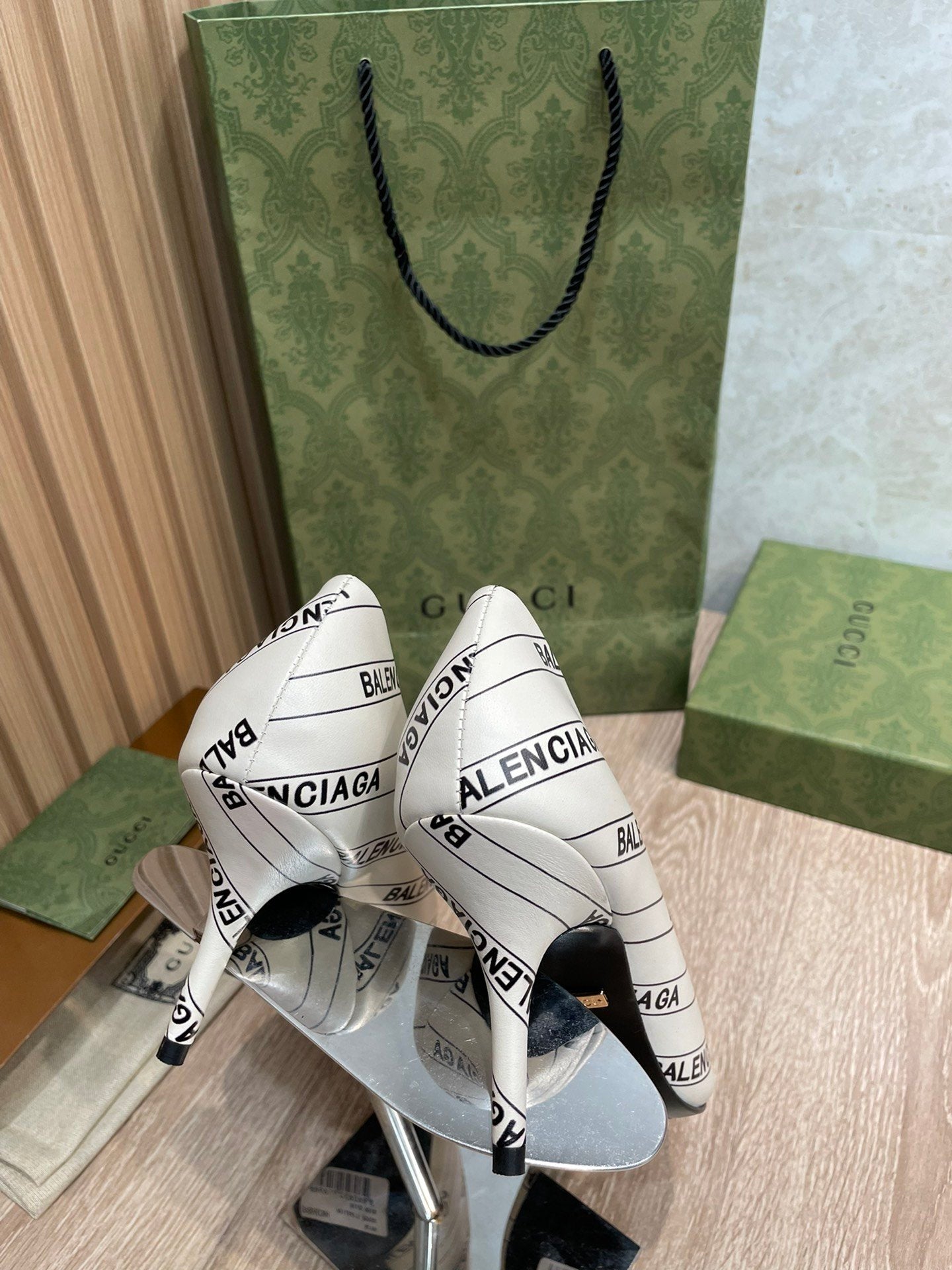 Gucci Balenciaga The Hacker Project Square Knife Pump White