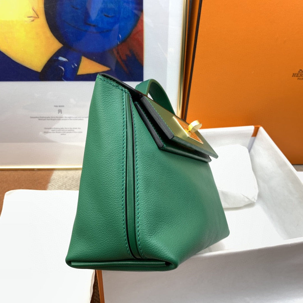Hermes 24 24 21cm Noir Black Clémence Green