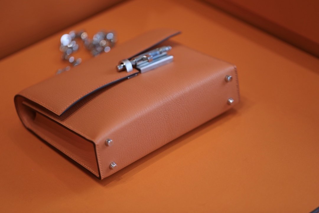 Hermes Verrou Chain Birkin Handle Bag 17cm Orange
