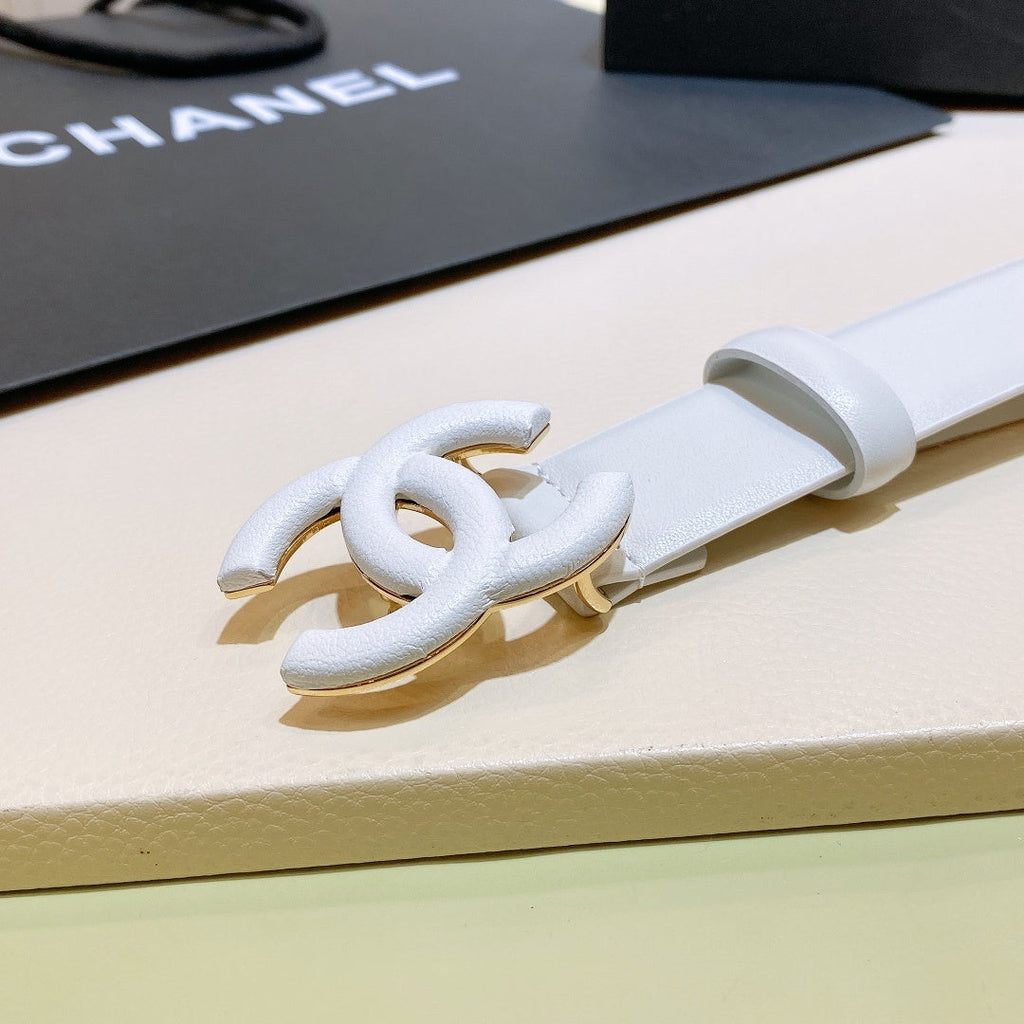 Chanel Belt With Double C Buckle White