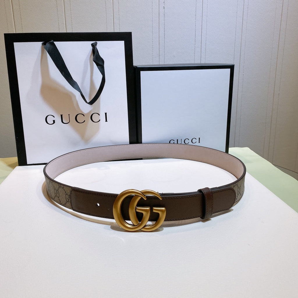 Gucci GG Thin Marmont Belt Brown