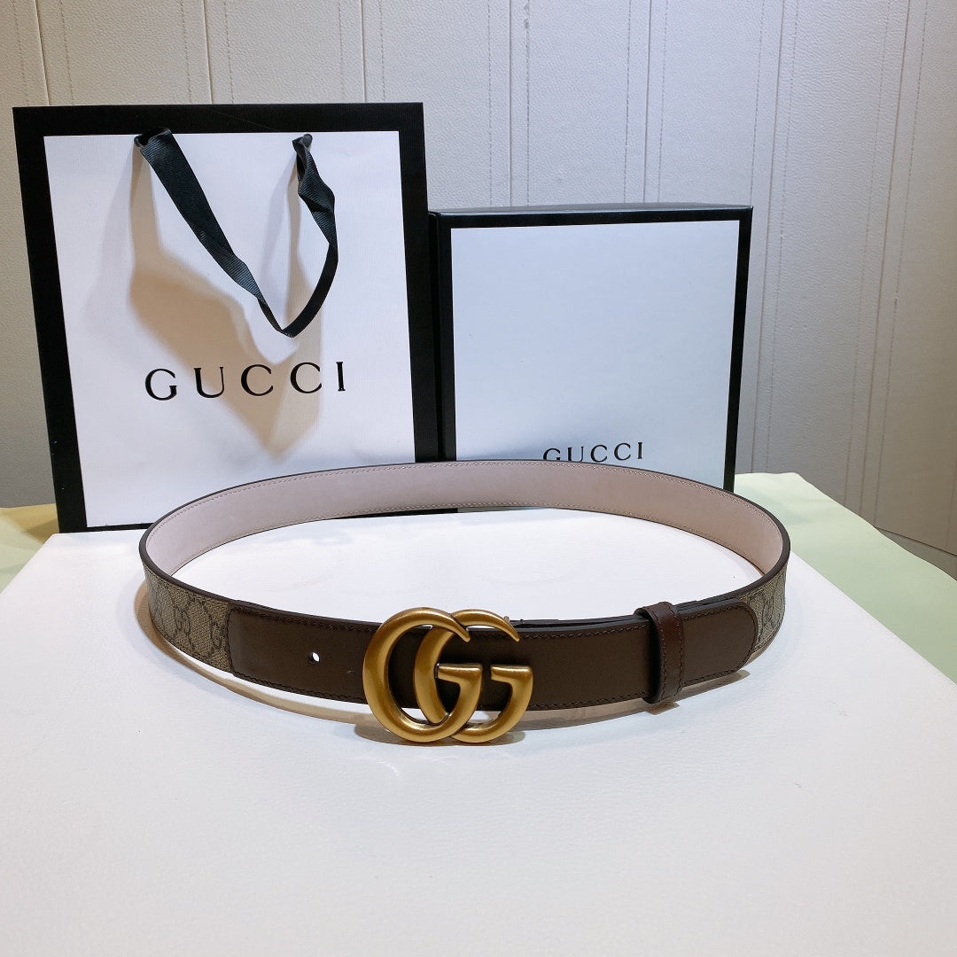 Gucci GG Thin Marmont Belt Brown