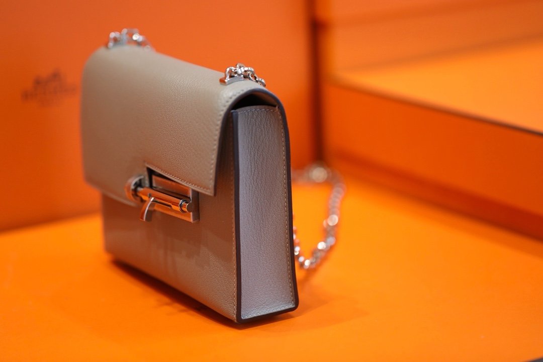 Hermes Verrou Chain Birkin Handle Bag 17cm Grey