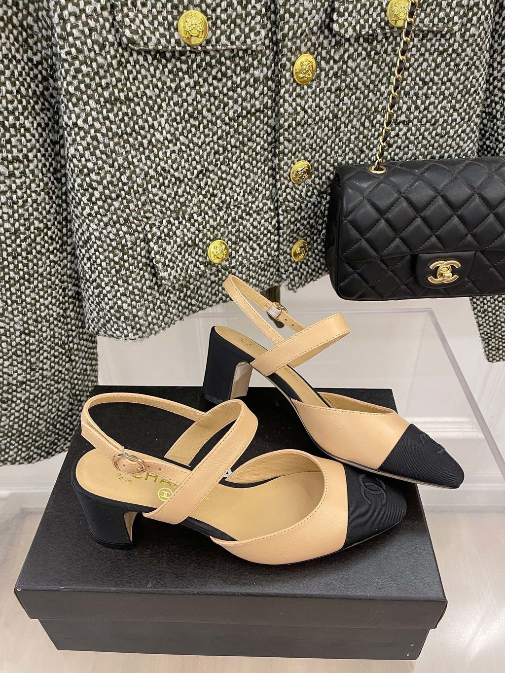 Chanel Sling Back Beige