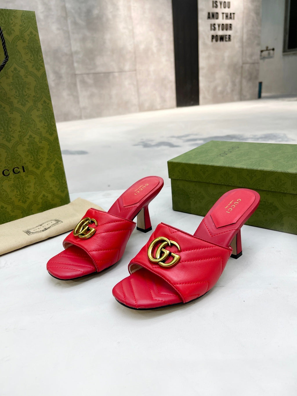 Gucci Double G Slide Sandal Red