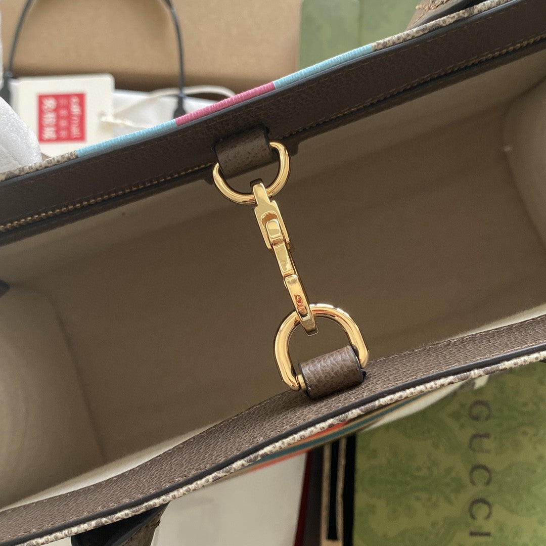 Gucci Medium Tote With Geometric Print 38cm Beige And Ebony