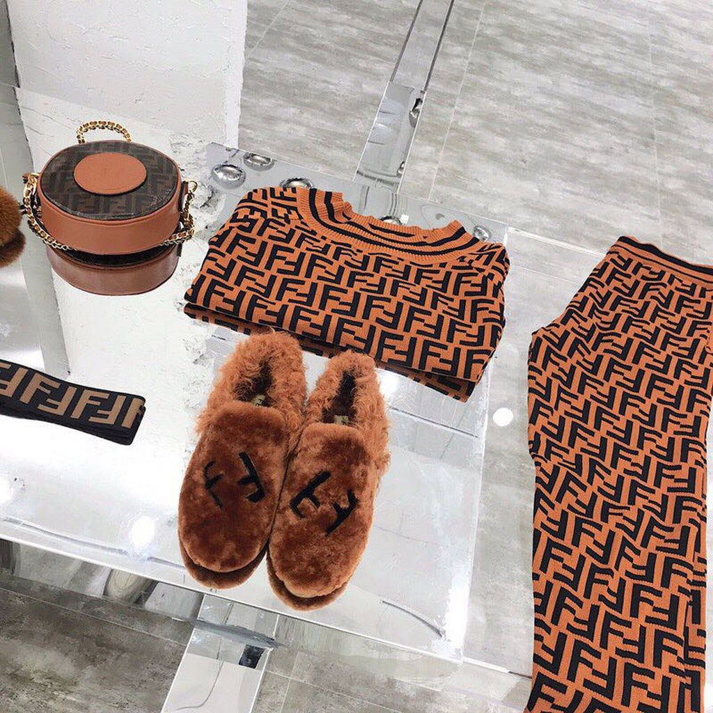 Fendi FF Logo Mink Fur Slippers Calfskin Leather Fall/Winter 2018 Collection, Tan