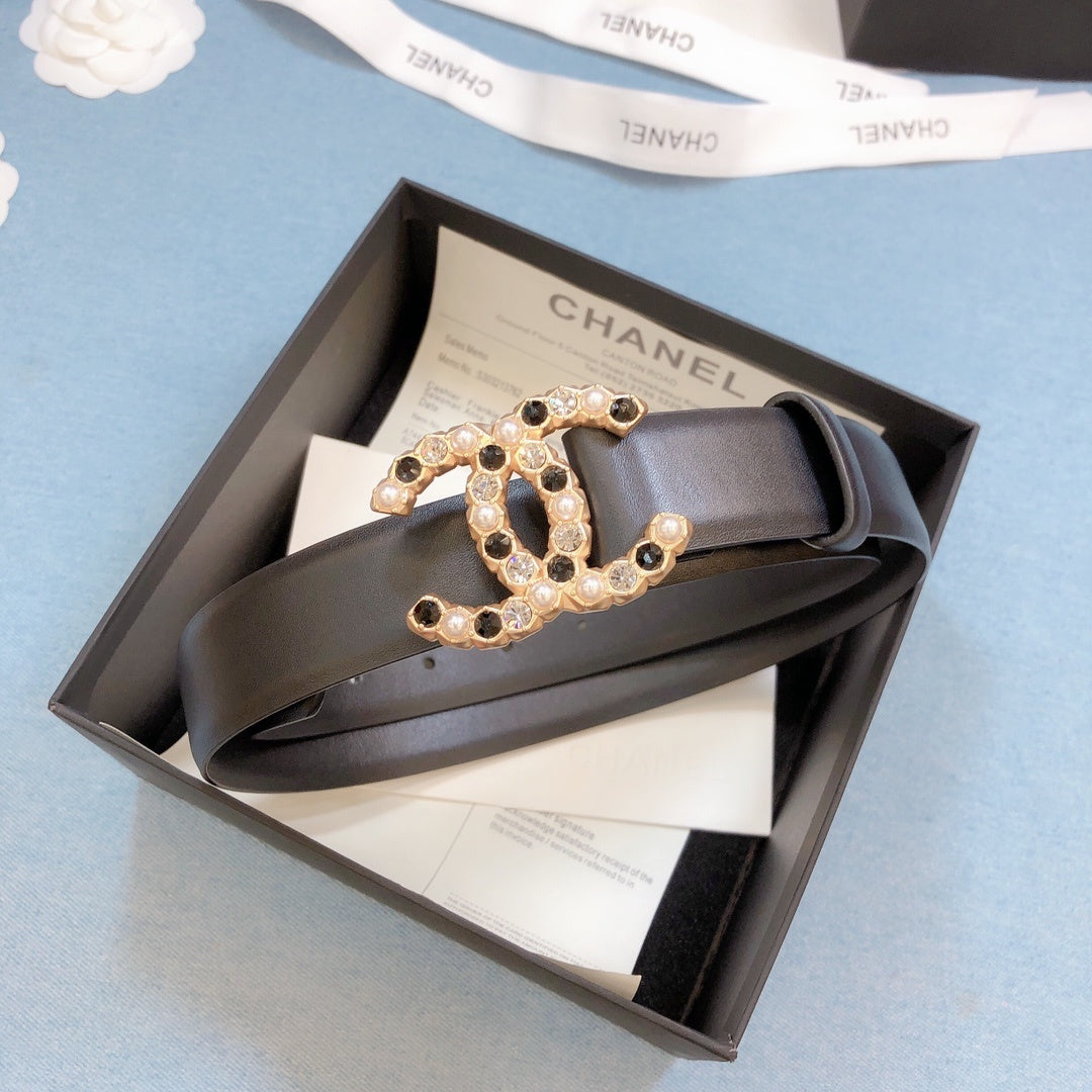 Chanel Belt With Beaded Buckle Brown