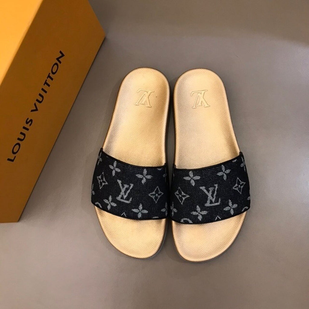 Louis Vuitton Mens Sandals Denim Canvas Spring/Summer Collection Black