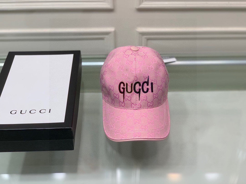 Gucci Canvas Baseball Cap with Web Pink