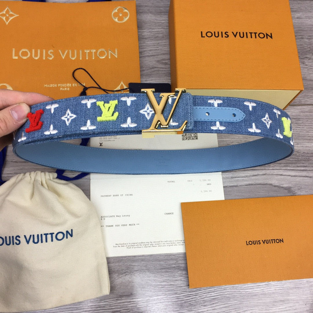 Louis Vuitton Initiales Belt Blue
