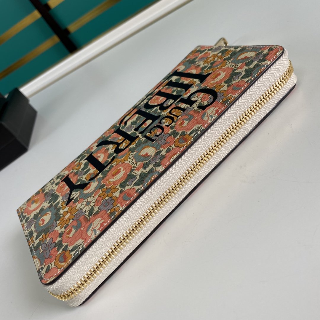 Gucci Liberty Floral Pink Zipped Wallet 19cm