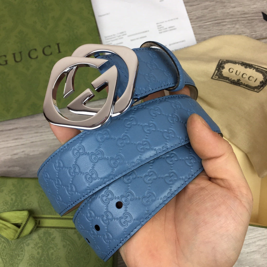 Gucci Belt With Double G Buckle Blue