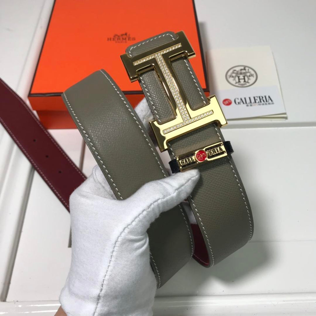 Hermes Focus Belt Buckle & Reversible Leather Strap Beige