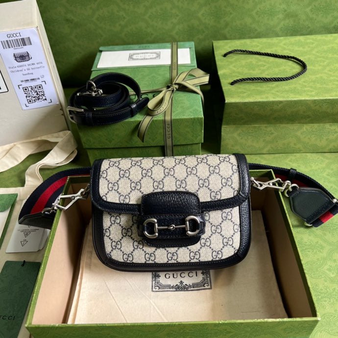 Gucci Horsebit 1955 GG Mini Bag 17cm Beige