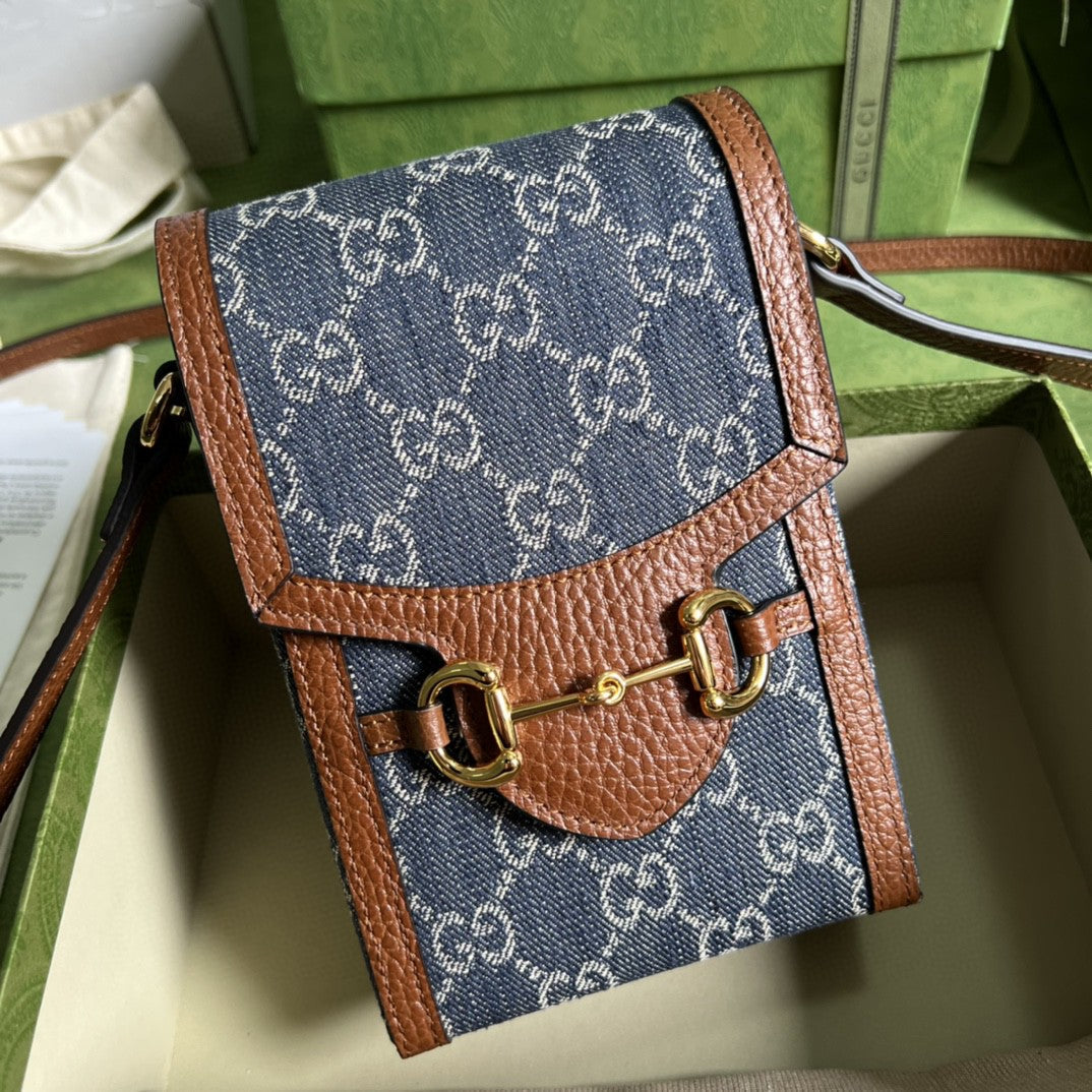 Gucci 625615 Horsebit 1955 Mini Bag 12cm Blue