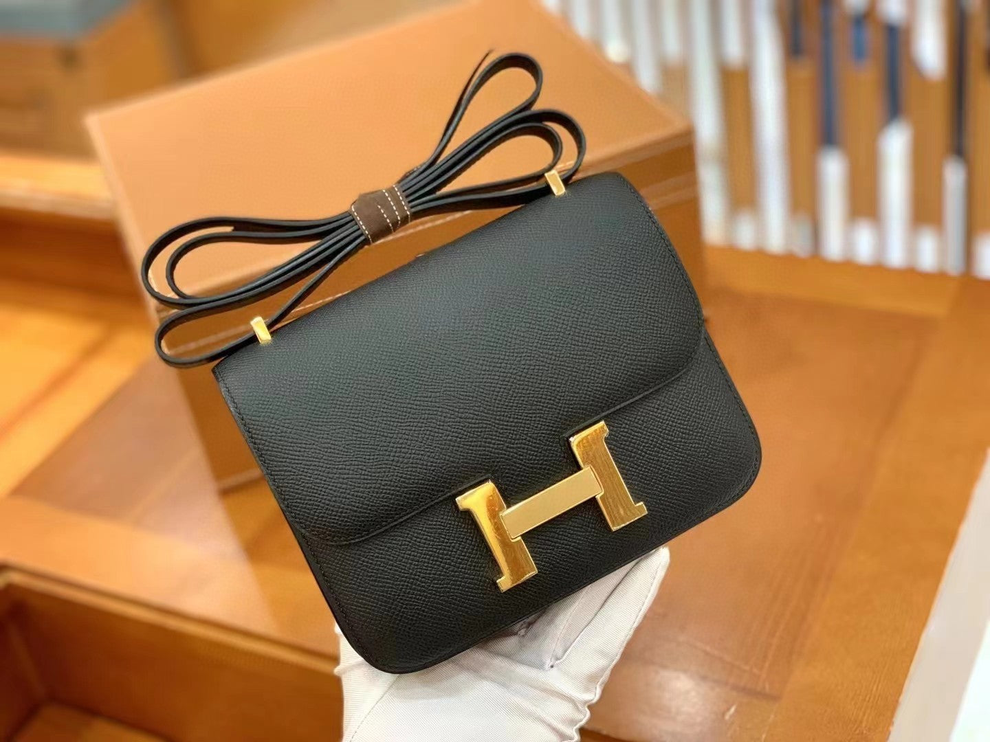 Hermes Constance Shoulder Bag 23cm Black