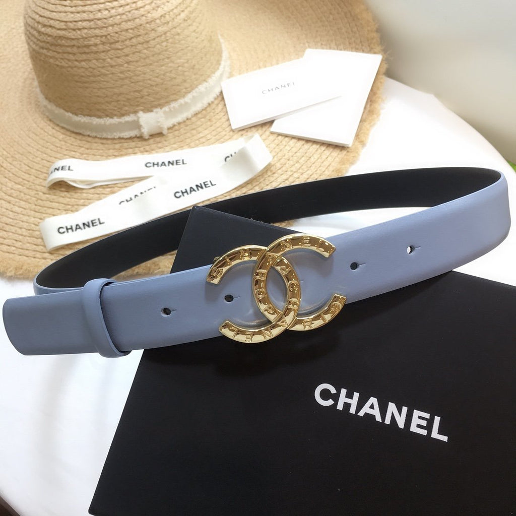 Chanel Belt With Double C Buckle Blue
