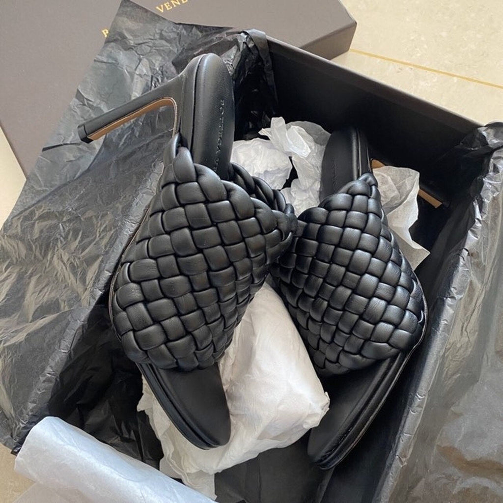 Bottega Veneta Curve Mules 9.5cm Heel Lambskin Leather Spring/Summer 2020 Collection, Black